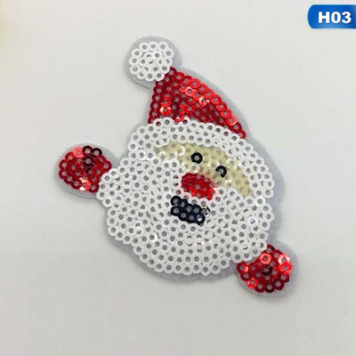 

Santa Claus Christmas Tree Snowman Sequin Embroidery Cloth Clothing Patches Appliques Stickers