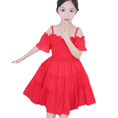 

Summer Casual Fashion Baby Girl Solid Color Short Sleeve Chiffon Princess Dress Kids Clothing