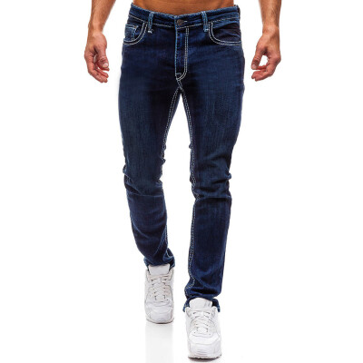 

Gobestart Fashion Mens Casual Solid Pocket Jeans Destroyed Denim Full-Length Pants