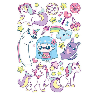 

Unicorn Rainbow Cloud Stars Heart Wall Decal Removable Sticker Kids Nursery Fancy