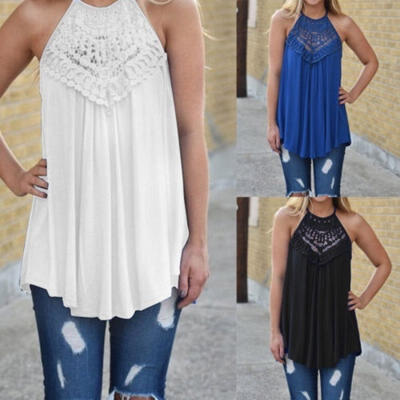

Women Fashion New Sleeveless Casual Loose Top Sleeveless Top Lace Vest T-shirt Top