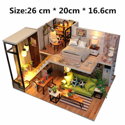 

Creative DIY Doll House Model Nordic Mini House Assembled Wooden Furniture Building Blocks Toys Birthday Gift