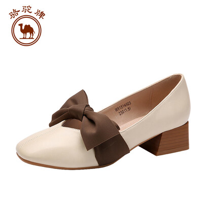 

Camel shoes womens shoes Mary Jane fashion elegant bow thick with casual sets of feet W91514503 beige 39245 yards