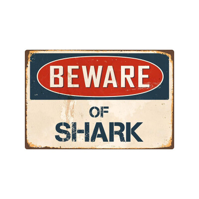 

Gobestart BEWARE OF SHARKDINOSAMetal Sign Flag Plaque Bar Club Cafe Garage Wall Decor Art