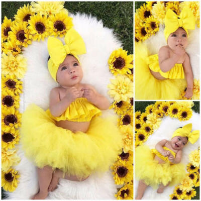 

Newborn Kid Baby Girl Clothes Ruffle Tube Top Tutu Skirt Dress Party Outfits Set