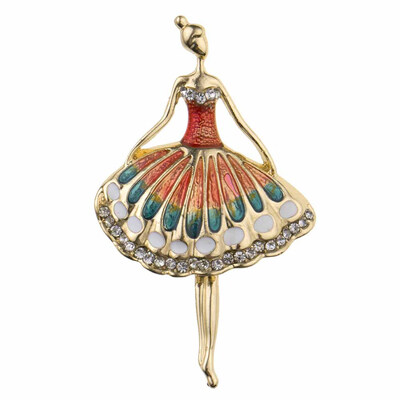 

New Fashion Women Elegant Jewelry Rainbow Painted Hydro Dipped Dancing Ballet Girl Brooch