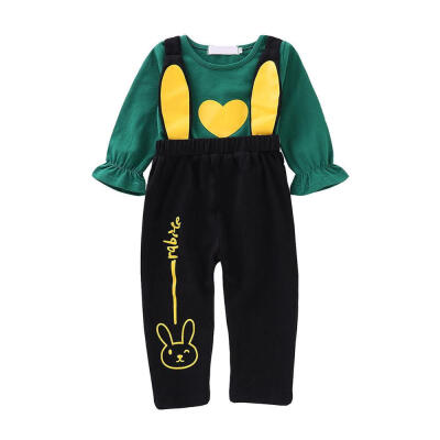 

Baby Kid Autumn Love T-shirtBib pants Outfits Kids Girls Boy Long Sleeve Top Overalls Suit Outfit Toddler Clothes 1-5Yer