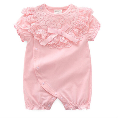 

Summer Short-sleeved Open File Romper Baby Girl Cotton Romper Thin Section Household Romper