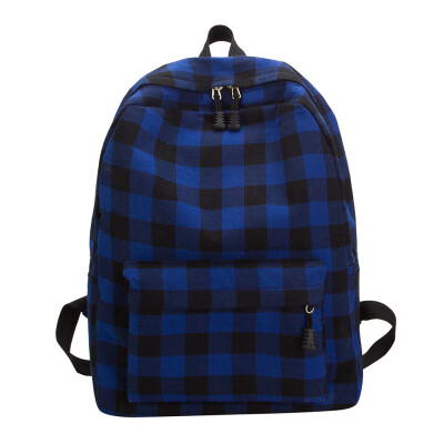 

Women Plaid Large Capacity Travel Backpack Student Outdoor Canvas Zipper Contrast Color Backpack Travel Bags