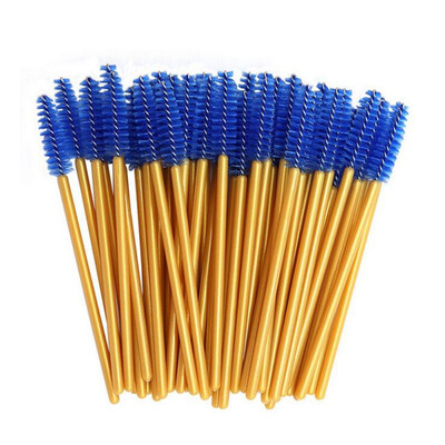 

Gold 50pcs Disposable Makeup Brushes Eyelash Mascara Brushes Nylon Eyelash Brow Comb Brushes Make Up Brushes
