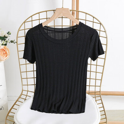 

Women Summer Round Neck Solid Loose Short Sleeve Casual Simple Knit Wild T-Shirt Basic Outwear Tops