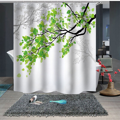 

Gobestart Popular Waterproof Shower Curtain With 12 Hooks Printed Bathroom 180x180cm