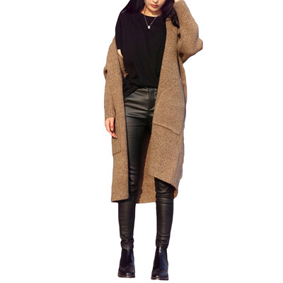 

New Autumn Winter Women Cardigan Knit Sweater Long Sleeve Casual Loose Knitwear GreyBlackCamel