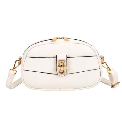 

Fashion Women Imitation Pearl Twist Lock Faux Leather Crossbody Shoulder Bag