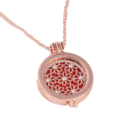 

Womens Aromatherapy Oil Pendant Rhinestone Small Box Necklace Gift Rose Gold Fashion Pendant