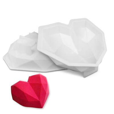 

3D Diamond Heart-Shaped Silicone Cake Mold Mousses Chiffon Sponge Cakes Baking Pan Decorating Accessories Bakeware Tools