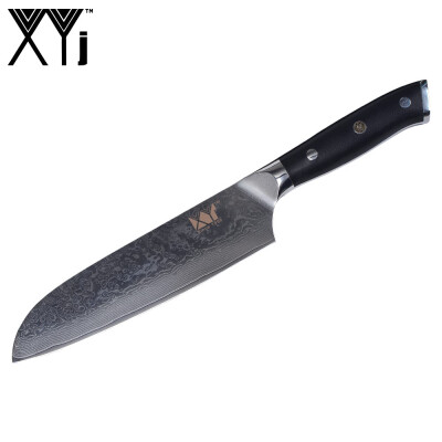 

XYj VG10 Damascus Steel 7 inch Santoku Knife Japanese Kitchen Knife Damascus Pattern Blade G10 Handle Damascus Knife