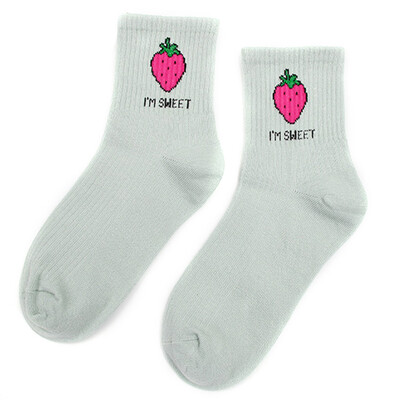 

Christmas Cute Fruit Strawberry Milk Pinky White Women Cotton Socks Japanese Harajuku Funny Socks Cartoon Socks Christmas Gift