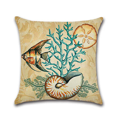

Ocean Beach Sponge Linen Pillowcase Sofa Cushion Cover Home Decoration Bedding Unique Pillowcase