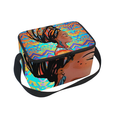 

ALAZA Insulated Lunch Box African Girl Lunch Bag for Men Women Portable Tote Bag Cooler Bag