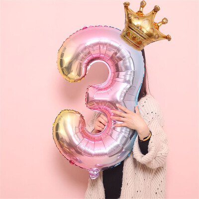 

Gobestart Crown Number Foil Balloons Number Ballon Happy Birthday Party Decoration 32 Inch