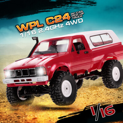 

WPL C24 116 RC Car Crawler Off-Road With Headlight 4WD Pick-up Truck Gift for Kids RTR