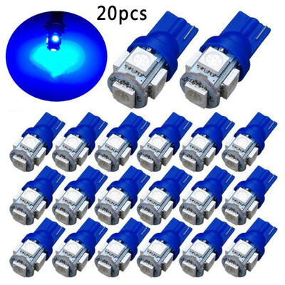 

20 Ultra Blue T10 LED Bulbs Car Interior License Light Universal Replacement US