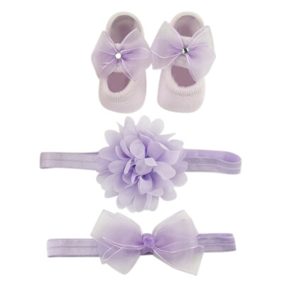 

3PCS Newborn Baby Socks Gift Boxed Bow Hairband Flowers Cute Baby Girl Socks Crown Christmas Birthday Gift Princess Socks