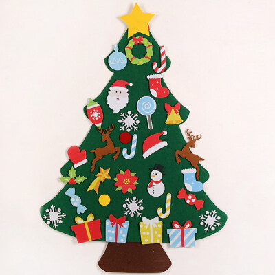 

DIY Felt Christmas Tree & Ornaments New Year Gifts Kids Toys Wall Hanging Decor