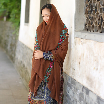 

Vintage Shawl Female Exotic National Wind Sunscreen Wild Scarf Women Girl Autumn Spring Floral Print Scarves