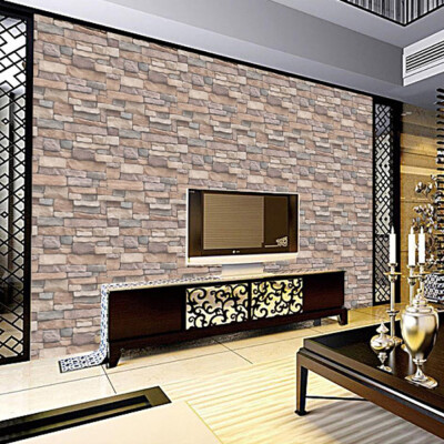 

3D Wall Paper Brick Stone Rustic Effect Self-adhesive Wall Sticker Home Decor 177 X 3937