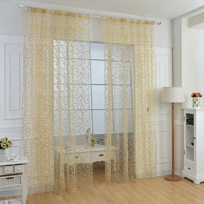 

Window Sun-Shading Curtains 1M2M Sheer Voile Tulle For Bedroom Living Room Printed Tulip Pattern Elegant And Generous