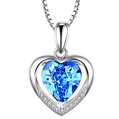 

Crystals Heart Ocean Love Necklace Pendants for Women Fashion Jewelry Birthday Best Friends Christmas Gifts