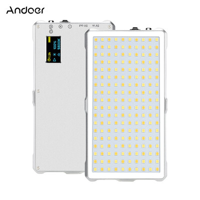 

Andoer F18 Portable 3200-5600K Bi-color LED Video Light Lamp Dimmable Fill-in Light Brightness 5-100 CRI 96 with Power Bank Fun