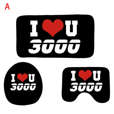 

Gobestart 3Pcs I love You Three Thousand Times Non-Slip Bath Mat Bathroom Kitchen Carpet Doormats Decor