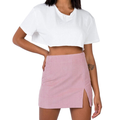 

Skirts Womens Sexy Slim Corduroy Short High Waist Bodycon Mini Skirt Autumn Solid Color mini faldas mujer moda