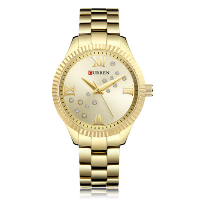 

CURREN 9009 Women Watch Quartz Movement Crystal Wrist Watch Simple Causal Gift for Women