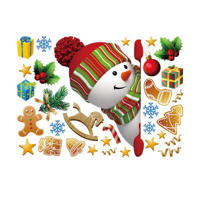 

PVC Self Adhesive Craft Murals Snowman Stickers For Door And Window Christmas Home Decoration