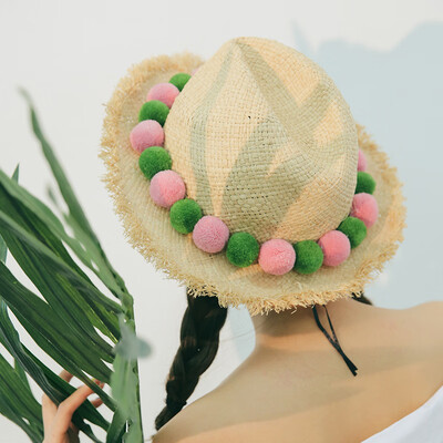 

Lafite straw hat outdoor sunshade Beach Hat female Korean version of wool Jazz Sun Hat Lady hat sunscreen hat