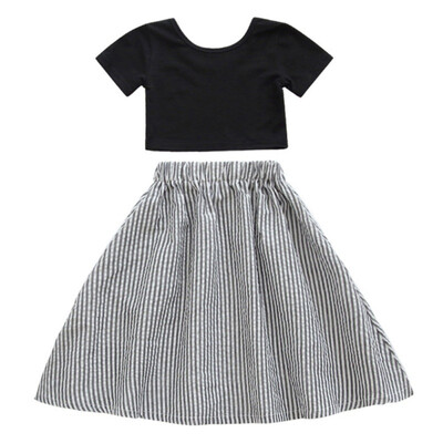 

Toddler Baby Girls Clothes Set Summer Short Sleeve BlouseStripe Print Skirts Casual Outfits Sets Girl Clothing Childrens Set