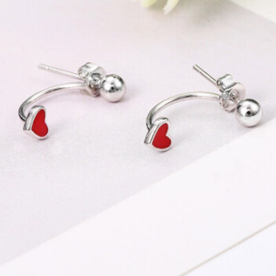 

Red Heart Design Drop Glue Silver Color Earrings Women Fashion Jewelry Bijoux Ear Hanging After Hanging Minimalist Free Shipping
