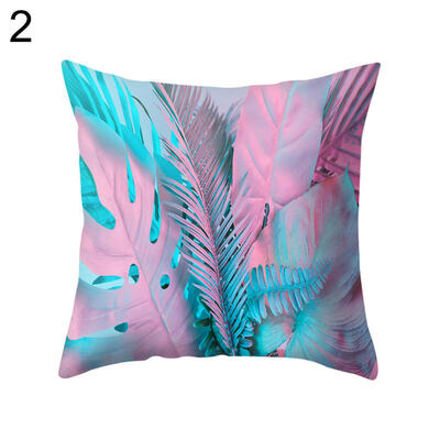 

Pink Leaf Plant Square Throw Pillow Protector Case Cushion Cover Bedding Article