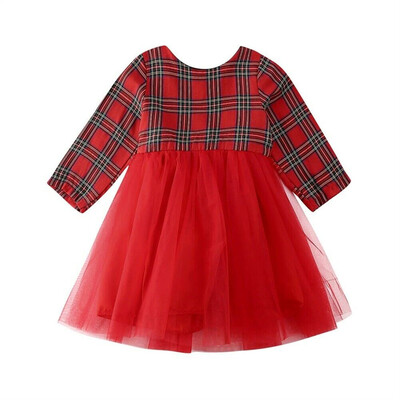

Christmas Toddler Kids Baby Girl Xmas Plaid Party Bowknot Tutu Dress Clothes