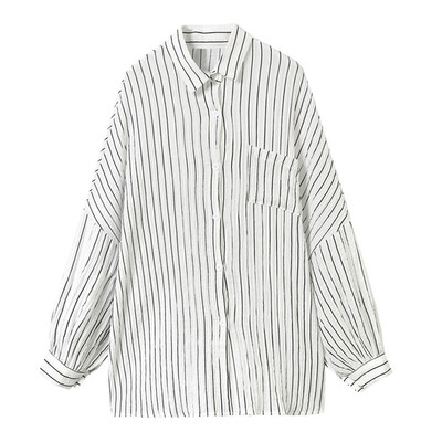

Long-sleeved Shirts Casual Female Blouses Summer Loose Blouses Striped Shirts Fashion Women