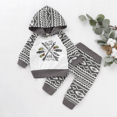 

Autumn Winter New Newborn Cotton Clothes Baby Casual Print Long-sleeve Hoodie&Pants Suit Baby Boy Crawling Suit