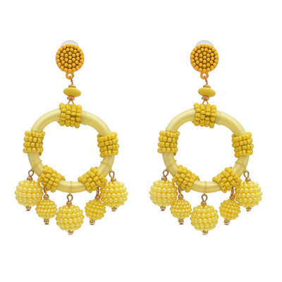 

Fashion Bohemian Round Beads Dangle Big Earrings for Women Ethnic Statement Round Drop Earrings Jewelry