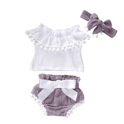 

Summer Baby Sets y Girl Sleeveless Top And Briefs And Headband Kid Three-piece Outfit Set Casual Fashion Baby Girl Clothes