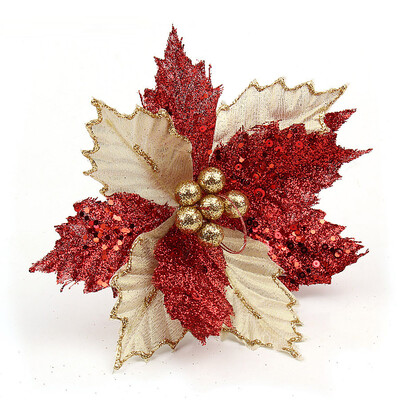 

Gobestart Christmas Flowers Xmas Tree Decorations Glitter Hollow Wedding Party Home Decor