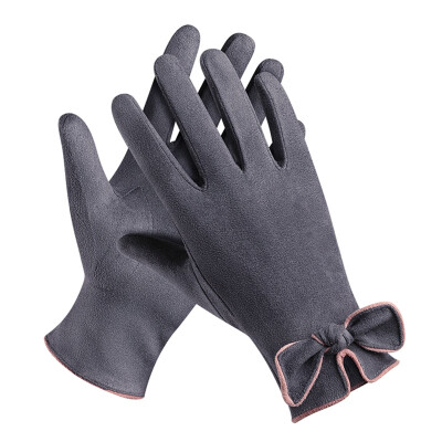 

Outdoor Winter Full Finger Gloves Ladies Bow Touch Screen Sportswear Accessories