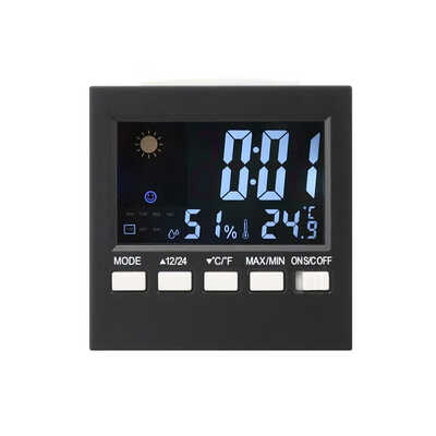 

Multifunctional Digital Colorful LCD Thermometer Hygrometer Clock Alarm Snooze Function Calendar Weather Forecast